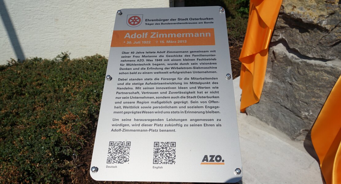 Information board about the person Adolf Zimmermann